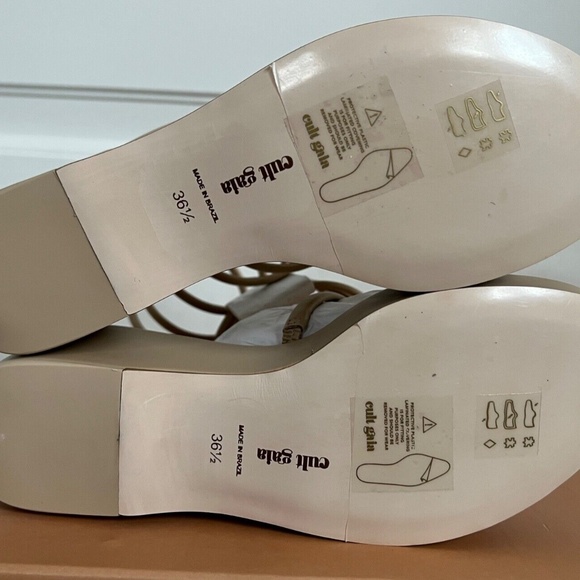 Cult Gaia Alba Sand Leather Coil Wrap Platform Wedge Strappy Sandals Pumps - Picture 10 of 10